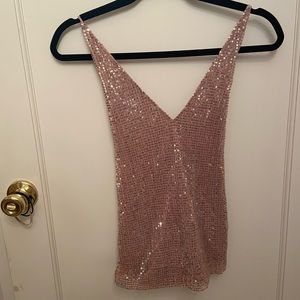 Sequined cami with criss cross back